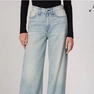 NWT Rag & Bone Logan Bejeweled Wide Leg Jean